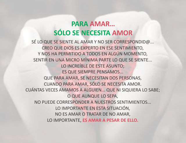 Para amar...sólo se necesita amor